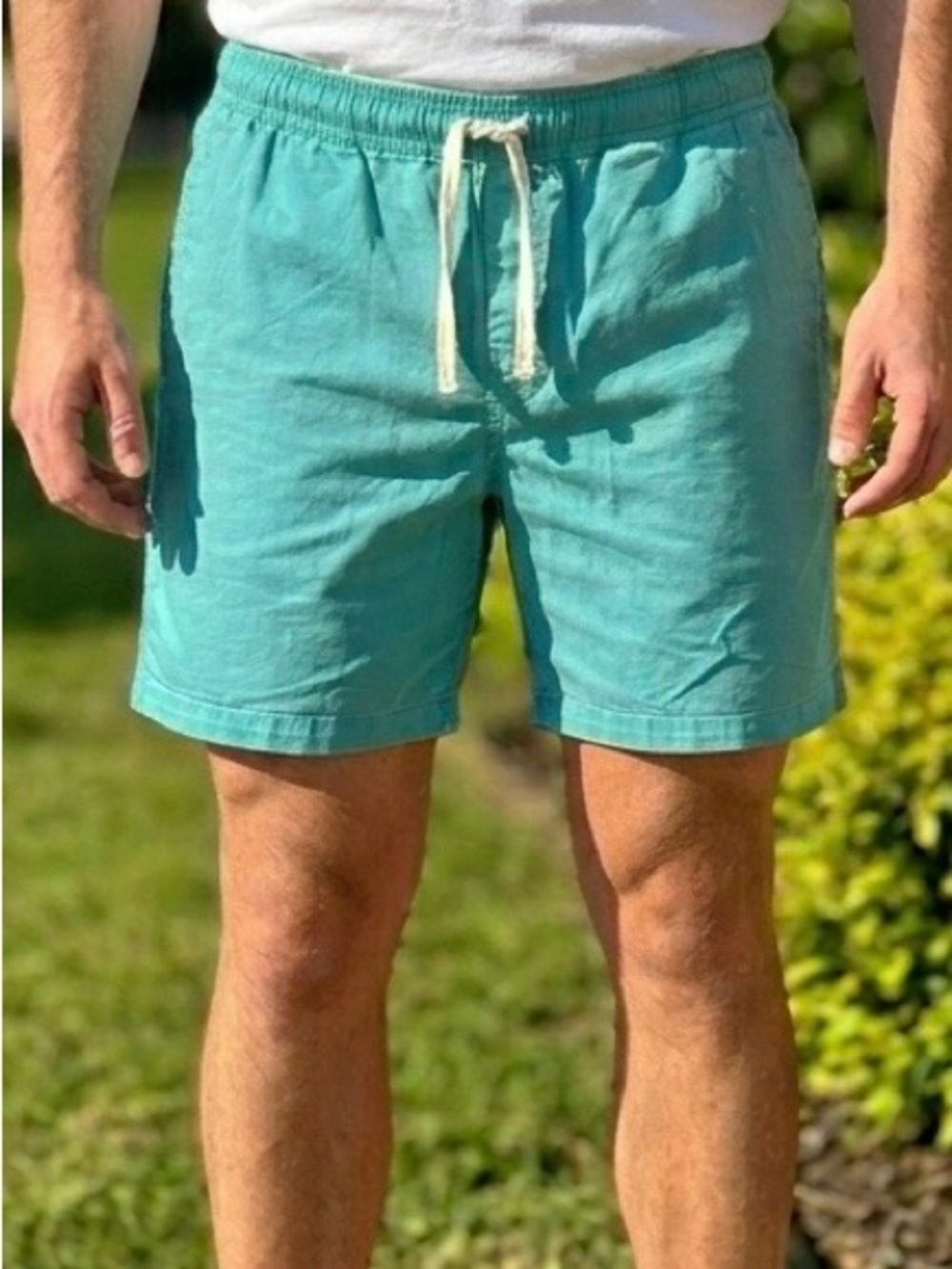 NWT Goodfellow Turquoise Green Cotton Twill Everyday Drawstring Chino Shorts XL